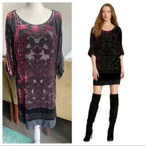 Hale Bob Dress Velvet Burnout Silk Blend Shift